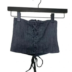 My Style Mode denim look tube top with front opening and  a zipper at the back